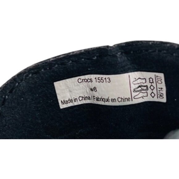 Womens Crocs Leather Clogs Size 8 Black With Buckle Detail - Picture 4 of 4